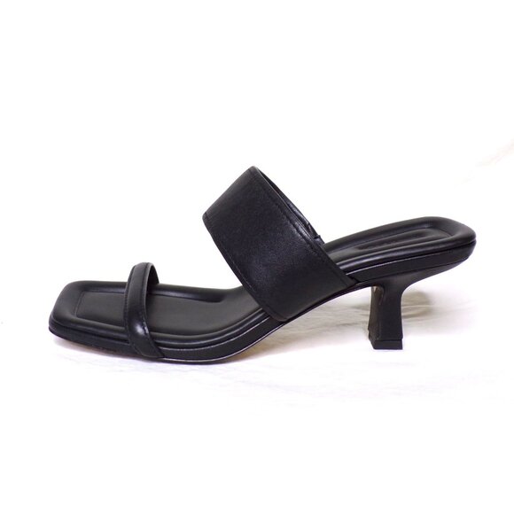 🆕VINCE Cora Kitten Heel Slide Sandal Shoe Leather 7.5 Black - Picture 14 of 16